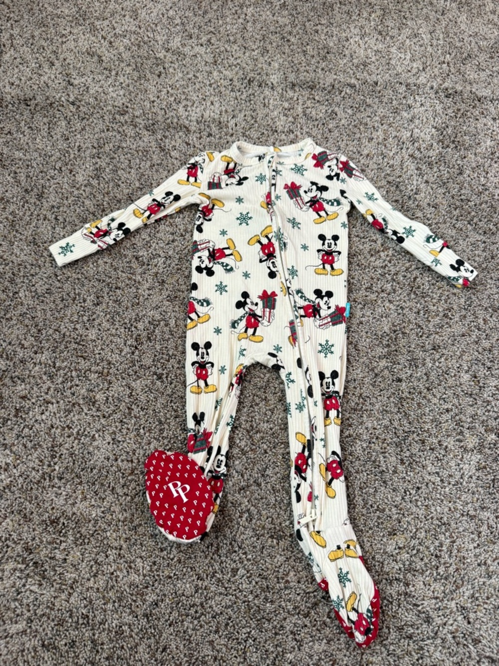 Posh Peanut Christmas Disney Mickey Mouse Presents One Piece Pajama -Size 18/24M